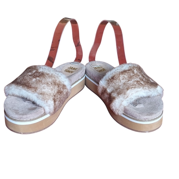 Jane And The Shoe Astro Furry Slide  Platform Slippers Women's We - Picture 10 of 16